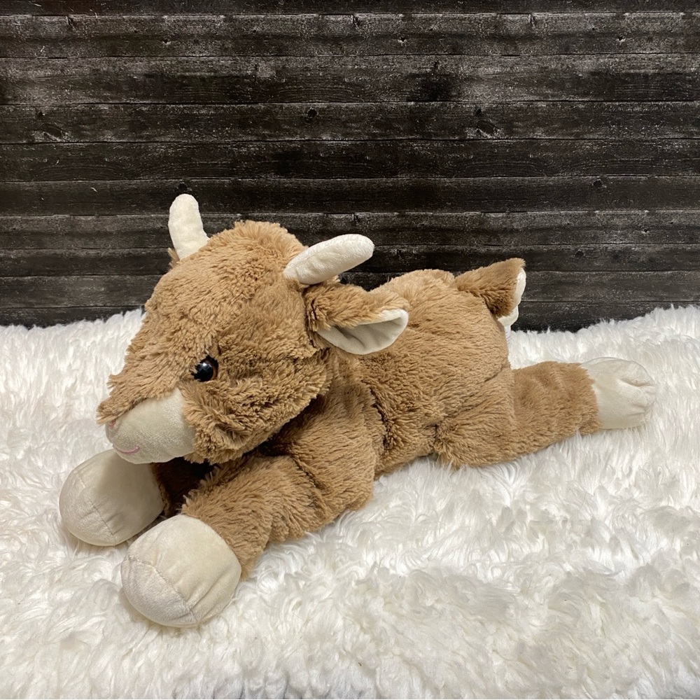 BROWN GOAT LARGE SOFT CUDDLY PLUSH STUFFED FARM ANIMAL TOY